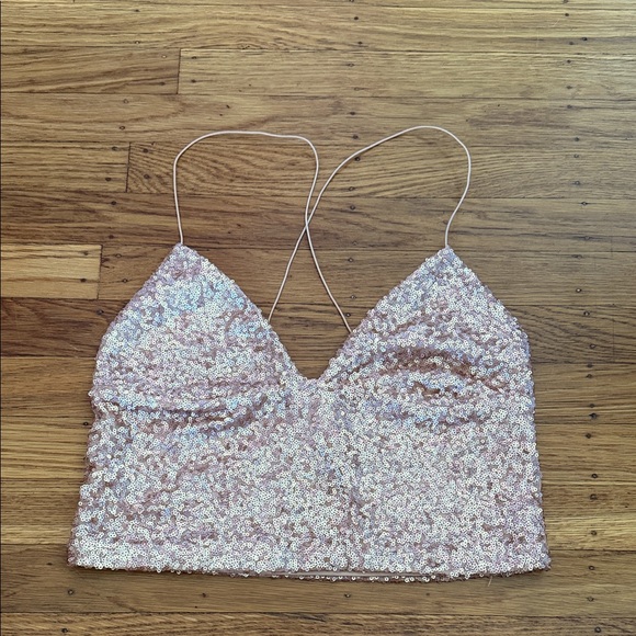 Urban Outfitters Tops - Urban Outfitters Pink Sequin Crop Top